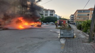 Balıkesirde seyir halindeki otomobil yandı