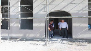 Başkan Palancıoğlundan yapımı devam eden Hayrat Camiinde inceleme