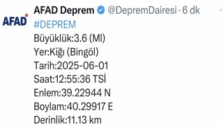 Bingölde bir deprem daha