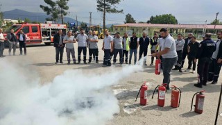 Dinar İlçe Özel İdaresi ekiplerine yangın eğitimi