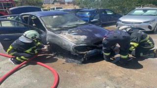 Diyarbakırda hastane otoparkında otomobil yangını