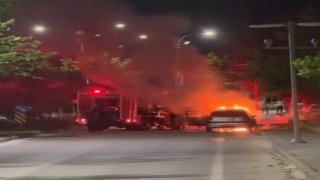 Elazığda seyir halindeki araçta yangın çıktı