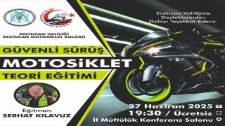 Erzincanda Güvenli Sürüş Motosiklet Teori Eğitimi düzenleniyor