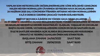 Eskişehir Valiliğinden yüksek sıcaklık uyarısı
