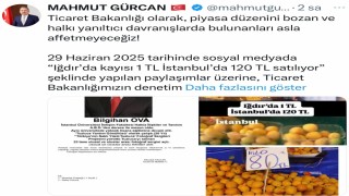 Iğdırda kayısı 1 TL, İstanbulda 120 TL paylaşımına gerçek dışı bilgi yaymaktan 1 milyon 400 bin TL idari para cezası