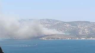 İzmirde çıkan orman yangınına havadan ve karadan müdahale başladı