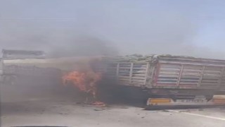 Karpuz yüklü tırda yangın