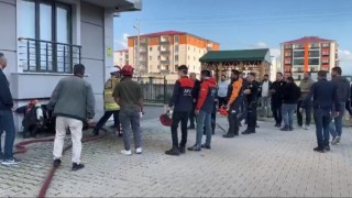 Karsta bir binada patlama ve yangın