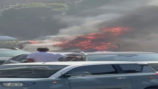 Kartalda otomobil alev alev yandı
