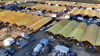 Kurban kesim alanlarındaki hareketlilik havadan görüntülendi