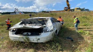 Kuzey Marmara Otoyolunda otomobil şarampole uçtu: 8 yaralı