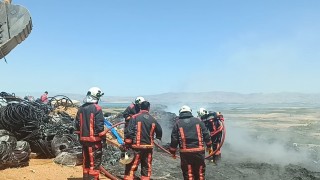 Malatyada şantiyede korkutan yangın