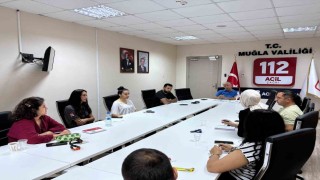 Muğla 112 Acil Çağrı Merkezinde aylık değerlendirme toplantısı gerçekleştirildi