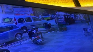 Otobüs ile motosikletin kazası kamerada