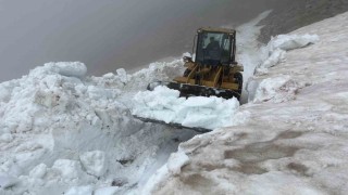 Rizenin yayla yollarında Haziranda kar temizliği