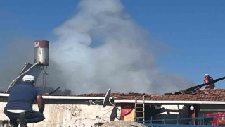 Saraykentte çıkan yangında ahır kullanılamaz hale geldi