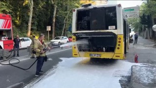 Sarıyerde otobüste çıkan yangın söndürüldü
