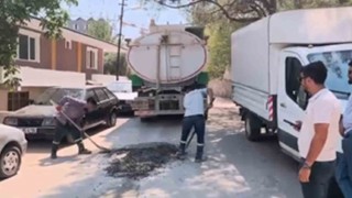 Sosyal medyada paylaşılan görüntüler mikserden yola dökülen betonu temizletti