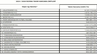 Süper Ligde 2025-2026 sezonu transfer dönemi harcama limitleri açıklandı