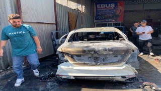 Tamir atölyesindeki otomobilde çıkan yangında iş yeri ve 2 araç zarar gördü