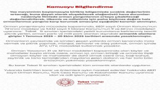 Tokatta yaz aylarında ormanlara girişe kısıtlama getirildi