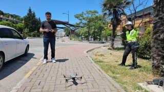 Zonguldakta trafikte bayram öncesi dronlu denetim