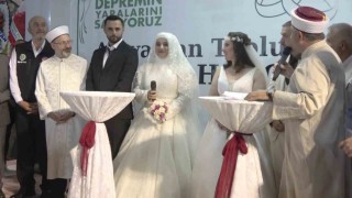 Adıyamanda 100 depremzede çiftin nikahı kıyıldı