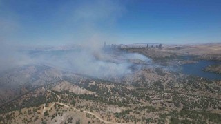 Ankaradaki orman yangını dron ile görüntülendi