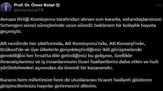 Bakan Bolat: Schengen vizesi süreçlerinde uzun süredir beklenen bir kolaylık hayata geçmiştir