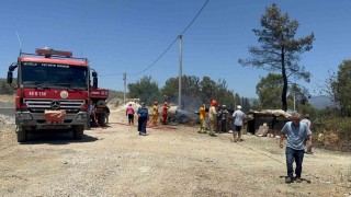 Bariyer yapımı sırasında çıkan kıvılcımlar yangına neden oldu