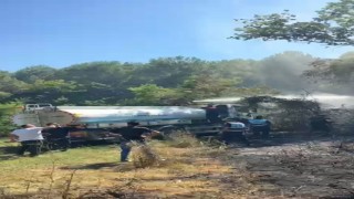 Bartında bahçe yangını ormana sıçramadan söndürüldü