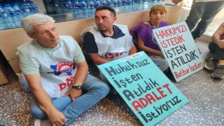 Belturdan atılan 3 işçi eylem yaptı