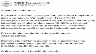 Bllecikteki orman yangını hızlı tren seferlerini olumsuz etkiledi