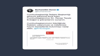 Burhanettin Duran, Cumhurbaşkanlığı İletişim Başkanlığına atandı