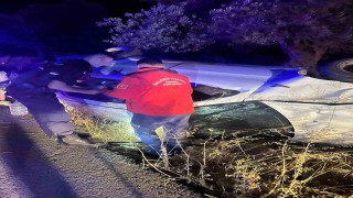 Burhaniyede otomobil tek taraflı kazaya karıştı: 3 kişi yaralandı