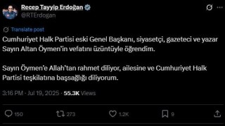 Cumhurbaşkanı Erdoğandan Altan Öymen için taziye mesajı