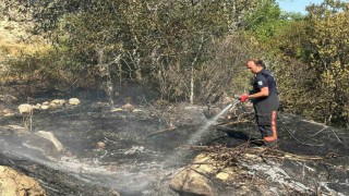 Darendede bahçe yangını
