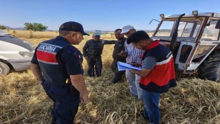 Dumlupınarda biçerdöver hasat çalışmaları denetlendi