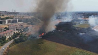 Edirnede anız yangını yerleşim bölgesine metreler kala söndürüldü