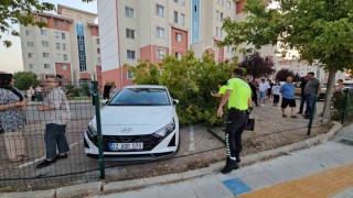 Edirnede seyir halindeki ticari araç site bahçesine girdi