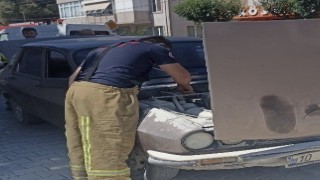 Gönende seyir halindeki araçtan dumanlar yükseldi