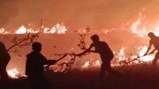 Hakkari-Van il sınırında arasında çıkan yangın korkuttu