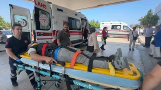 Hastane inşaatında üzerine demir parçası düşen işçi yaralandı