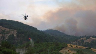 Kahramanmaraşta yangına havadan karadan müdahale sürüyor