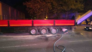 Karadeniz Ereğlide seyir halindeki tırın lastikleri alev aldı