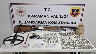 Karamanda jandarmanın uygulamalarında tarihi eserler ele geçirildi