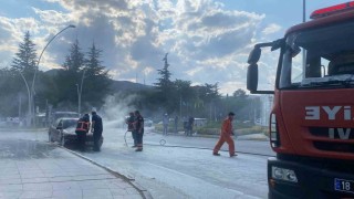 Kastamonuda seyir halindeki otomobil yandı