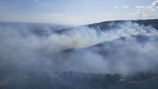 Kocaelide devam eden orman yangını havadan görüntülendi