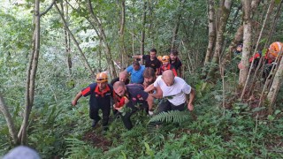 Kontrolden çıkarak ağaçlara takılan araçtan fırlayan sürücü yaralandı