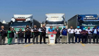 Konyadan Adıyamana 100 çiftin düğünü için çeyiz yardımları tırlarla yola çıktı